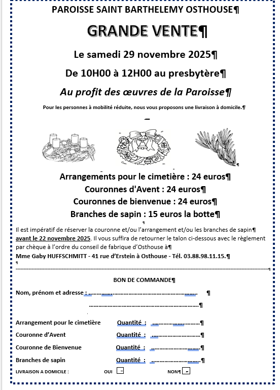 PAROISSE VENTE DE COURONNES